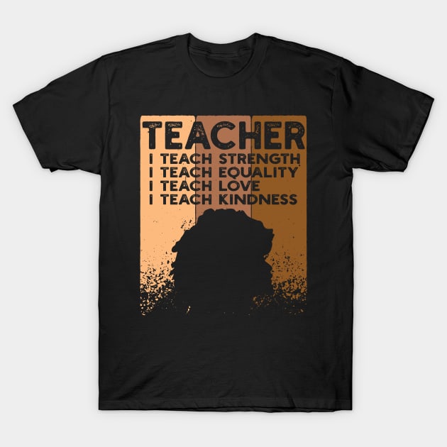 teacher Black Women Teacher Afro Retro Black History Month T-Shirt by Gaming champion